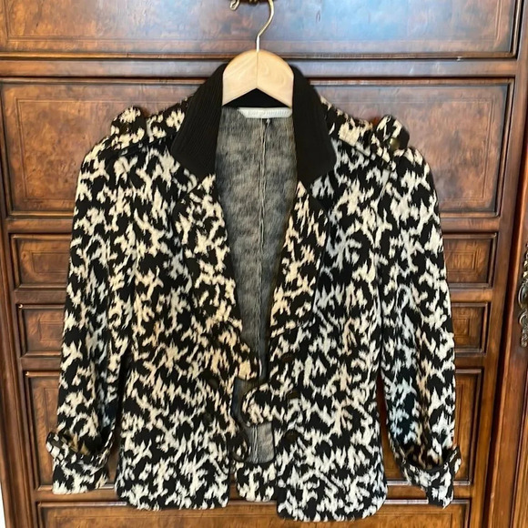 DIANE Von Furstenberg Eleanora black and white wool and cotton jacket - Picture 1 of 13